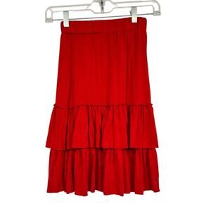 Sonia Rykiel Enfant Red Tiered Mini Skirt Pull On Girls 10 Ruffled Luxury